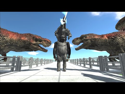 Escape From Godzilla Atomic Breath And T-Rex! - With Commentary - Animal Revolt Battle Simulator