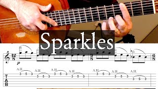 SPARKLES - Cool Harp Harmonics - Full Tutorial With TAB - Fingerstyle Guitar