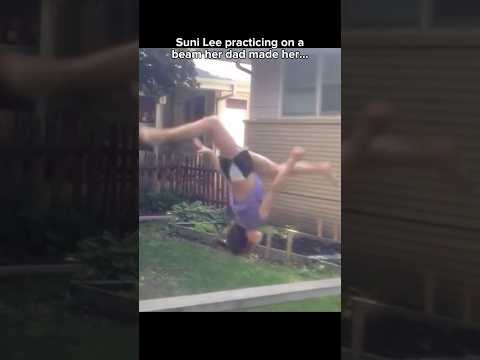 Suni Lee trained on a beam her dad made her 🥹 #gymnast #sunilee #gymnastics #olympics #olympic