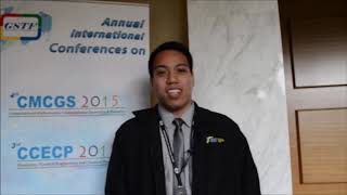 Mr. Karl Ezra Pilario at CCECP Conference 2015 by GSTF Singapore