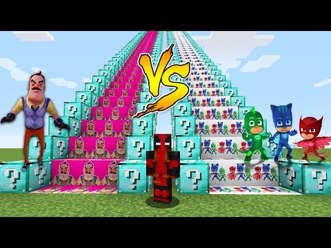 Pijamaskeliler VS HELLO NEIGHBOR MERDİVEN ŞANS BLOKLARI - Minecraft