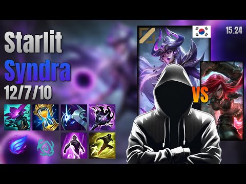 Starlit Mid Syndra vs Katarina lol KR solo rank Full Game 15.24 | Starlit 신드라 vs 카타리나