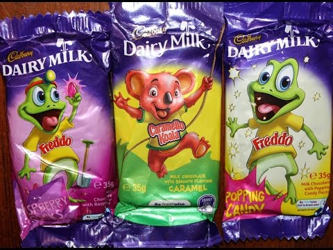 Australian Cadbury Dairy Milk Freddo Raspberry Rocks, Freddo Popping Candy and Caramello Koala