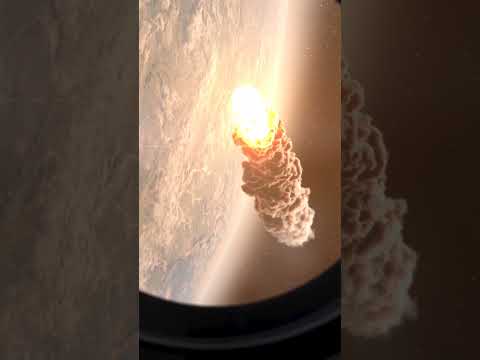 ilustração de um meteoro caindo visto do espaço