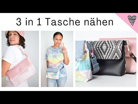 3 in 1 Bag nähen (Hip Bag / Handtasche / Clutch) / DIY MODE Schnittmuster "Thandi" / für Nähanfänger
