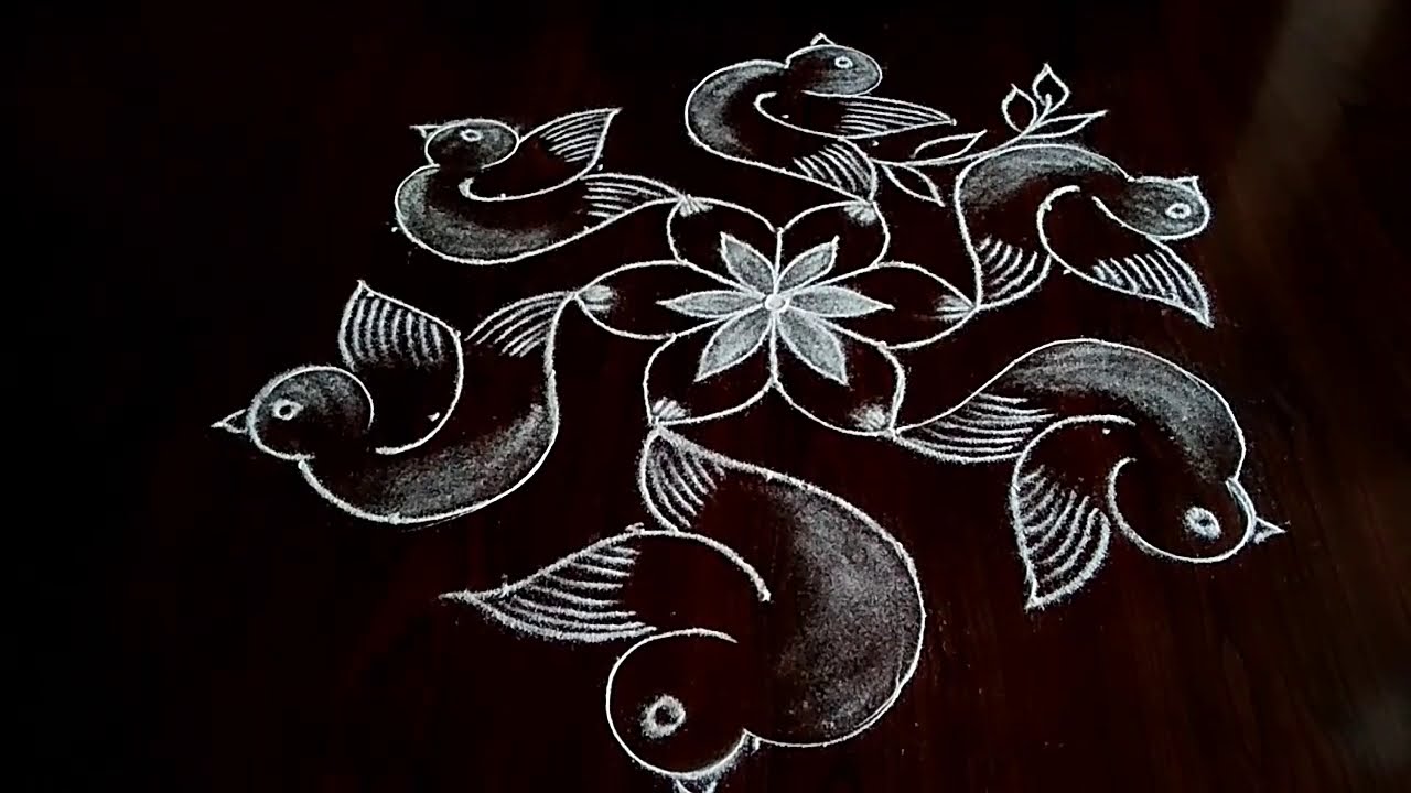  simple and easy bird kolam with 9*5 dot by simple & easy rangoli