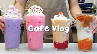 💜하루 종일 따뜻하게 해주는 라떼🌷지치고 힘들 땐 음료 ASMR로 힐링해요/카페브이로그/Cafe Vlog/ASMR/Tasty Coffee