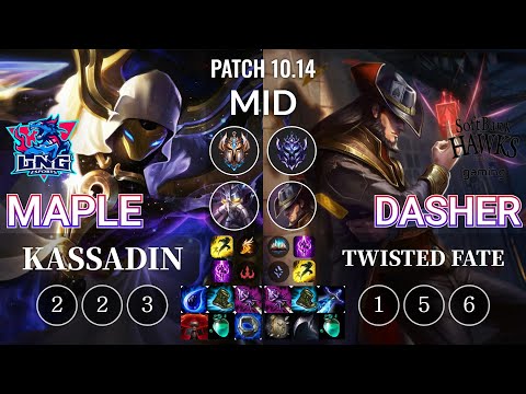 LNG Maple Kassadin vs SHG Dasher Twisted Fate Mid - KR Patch 10.14