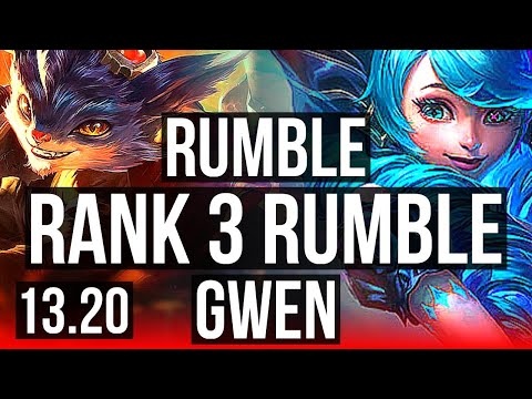 RUMBLE vs GWEN (TOP) | Rank 3 Rumble, 6 solo kills, 12/3/10, Dominating | JP Grandmaster | 13.20