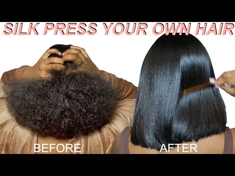 DIY SILK PRESS ON NATURAL HAIR | CURLY TO STRAIGHT...