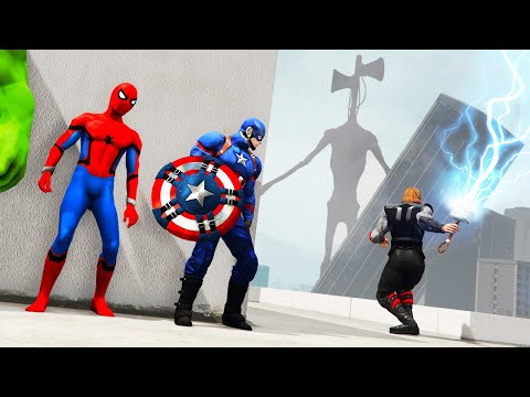 GTA 5 - The AVENGERS vs SIREN HEAD ARMY!