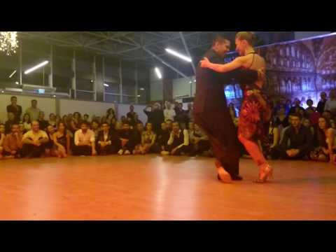  Sebastian Arce  and  Mariana Montes  are  dancing  to  "  Con toda la voz que tengo  "  by  Aníbal Troilo  at  Sultans Tango  Festival  in  2016