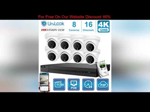 ☑ Deal  UNILOOK 16CH NVR 8/10/12/16PCS 4K 8MP TURRET POE IP CAMERA NVR KIT SECURITY CCTV AUDIO NIGH