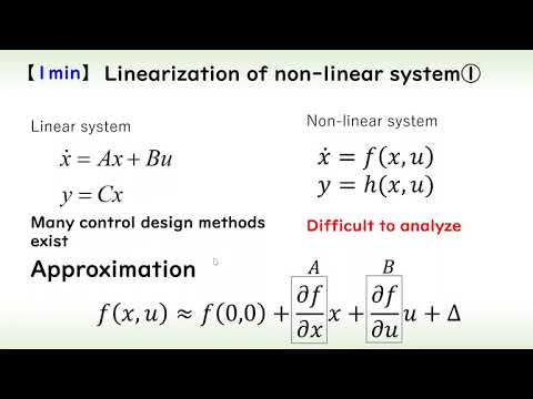 機械システム工学科 (Control engineering) Linearization of non-linear system (1minute explanation)