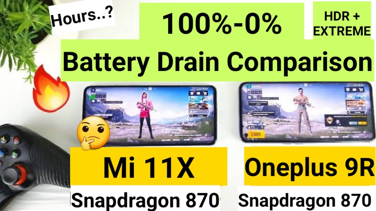 Mi 11x vs oneplus 9R pubg battery drain 100%-0%  test indepth review
