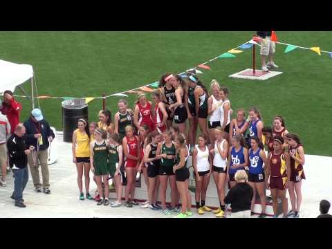 2013 MHS Track - State Tournament - Girls 4x800m Relay - Winners' podium
