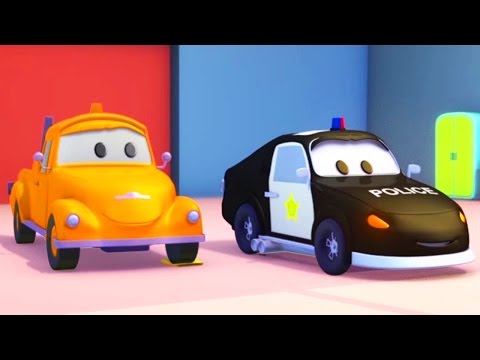 Tom la Grúa y el Coche de Policía en Auto City | Autos y camiones dibujos animados para niños