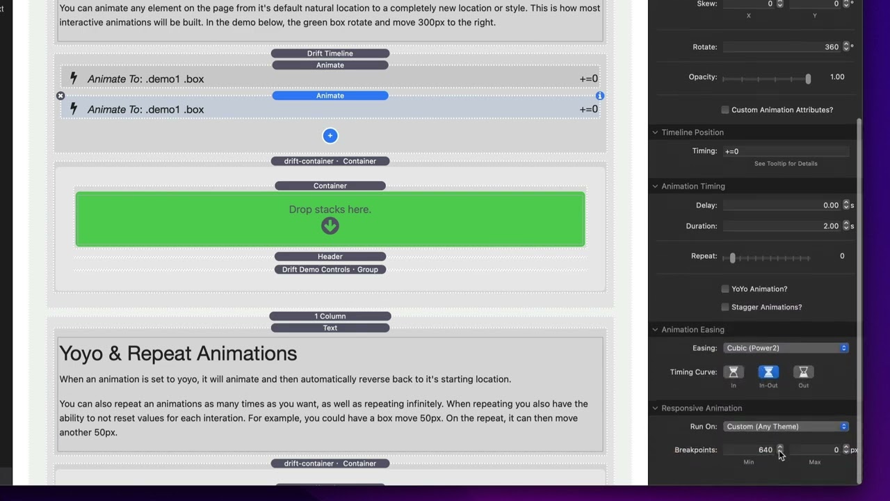 Drift - Responsive Animations