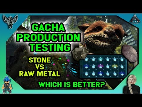 ARK EXTINCTION: GACHA PRODUCTION TESTING - STONE VS RAW METAL - WHICH IS BETTER?