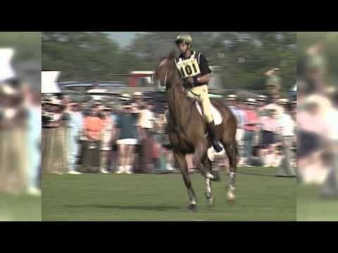 Mark Todd rides most of the course with one stirrup on Bertie Blunt in 1995