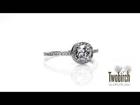 0.74 Ct. Delicate Round Halo Engagement Ring - TwoBirch - TB-ENG-212-WG-E5H