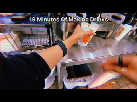 19 minutes of a Dunkin' shift manager on drink station