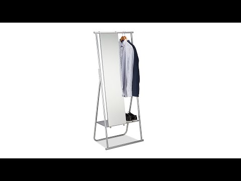 Garderobe Metall mit Ganzkörperspiegel Silber - Glas - Metall - 65 x 157 x 39 cm