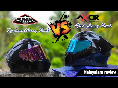 AXOR APEX v/s SMK TYPHOON  | BEST GLOSSY BLACK HELMET IN 5K , malayalam review