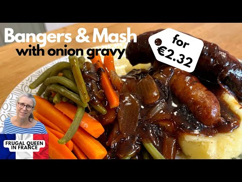 Bangers & Mash with Onion Gravy for €2.32 #bangersandmash #frugalkitchen #costoflivingcrisis #fall