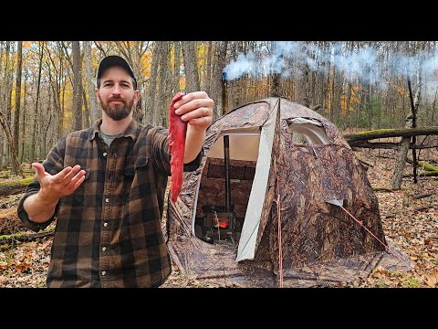 Fall Camping in the Hot Tent - Deer Hunt & Cook