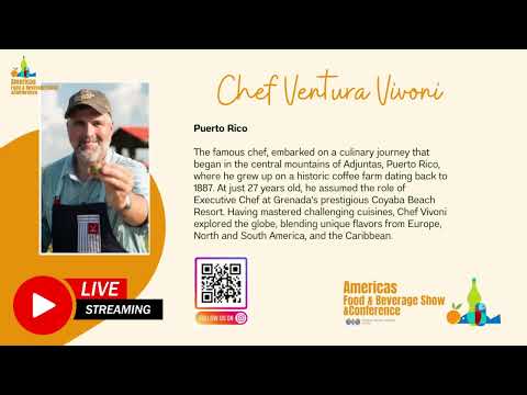 Demonstração de culinária com CHEF VENTURA VIVONI - Center Stage Americas Food and Beverage Show 2023