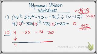 Polynomial Division Worksheet #1
