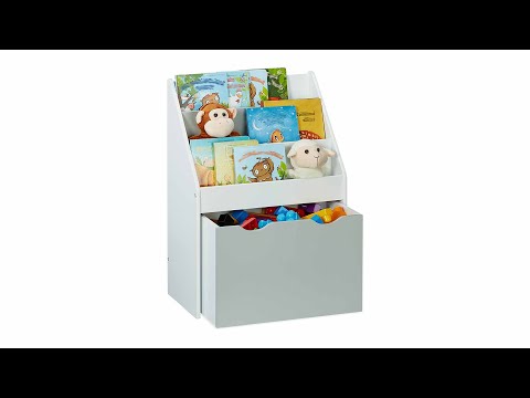 Étagère pour enfant avec coffre à jouets Gris - Blanc - Bois manufacturé - 51 x 70 x 28 cm