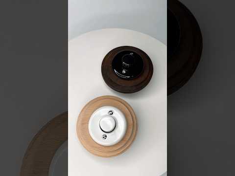 Ретро вимикачі димерні керамічні з деревʼяними рамками