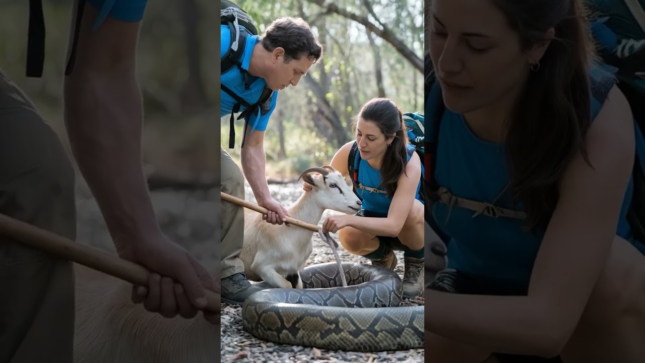 The Brave Fight to Save a Stray Goat from a Python on a Trail