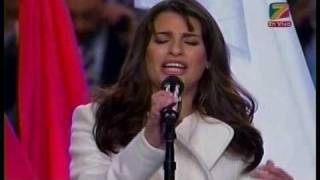 Lea Michele singing America The Beautiful at the Super Bowl XLV
