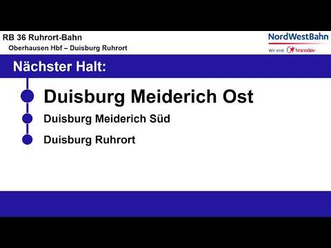 [NordWestBahn] Ansagen der RB 36 ''Ruhrort-Bahn'' Oberhausen Hbf - Duisburg Ruhrort