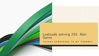 YouTube video 'Leetcode solving 292. Nim Game'