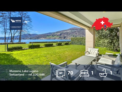 Lugano-Muzzano: a modern pied dans l'eau in Switzerland with spacious private garden for sale