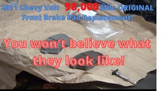 98,000 Mile Original Front Brake pads replace! 2011 Chevy Volt  Amazing what they look like!