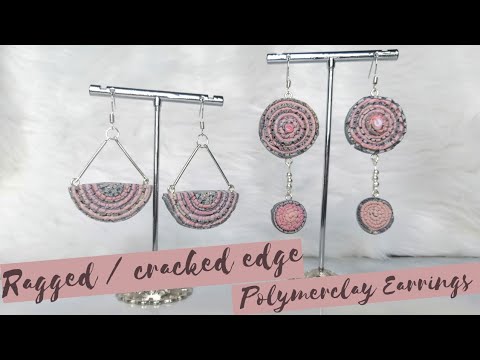 Ragged edges clay earrings | How to make polymer clay earrings for beginner - Easy Clay earrings