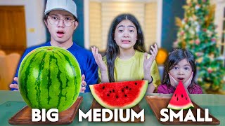 Download lagu BIG MEDIUM And SMALL Food Challenge!! (Di maubos natalia) | Ranz and niana mp3