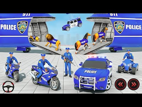 US Police Car and Bike Transporter Truck - Helicopter Multi Level Car Driver - Android GamePlay #20