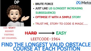 YouTube video 'Find the Longest Valid Obstacle Course at Each Position | META  | Leetcode-1964 | Live Coding'