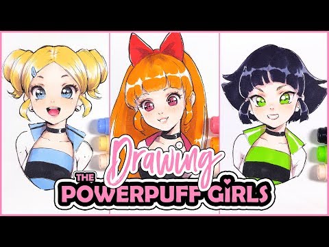 Drawing POWERPUFF GIRLS in ANIME STYLE! thumnail
