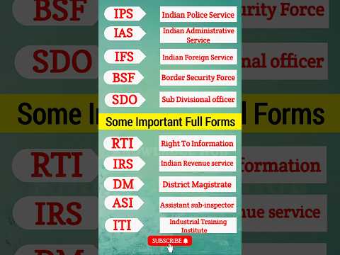 Important Full Form: IPS, IAS,IFS,SDO, IRS || #fullform #ips #ias #irs #ifs #bsf #trending #viral