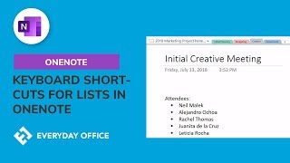 OneNote Keyboard Shortcuts for Lists