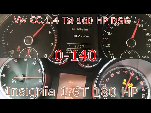 Vw Passat CC 1.4 Tsi 160 Hp VS Opel Insignia 1.6 Turbo 180 HP 0-140 Race