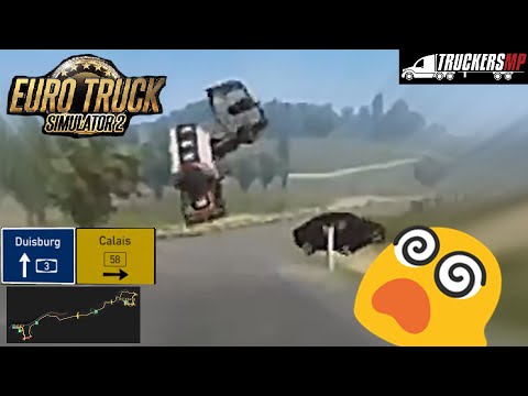 Crazy traffic between Calais & Duisburg - Euro Truck Simulator 2 (truckersmp) multiplayer be like...