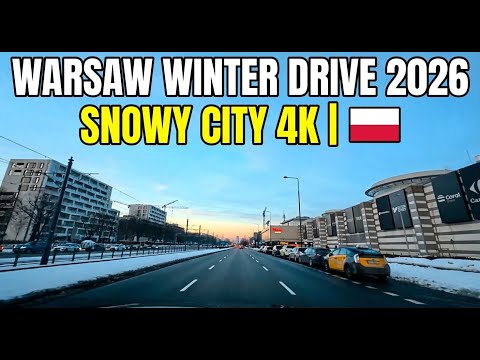 Winter Driving in Warsaw 2026 🇵🇱 | Snowy City Drive 4K [Ursynów - Wilanów - Mokotów]